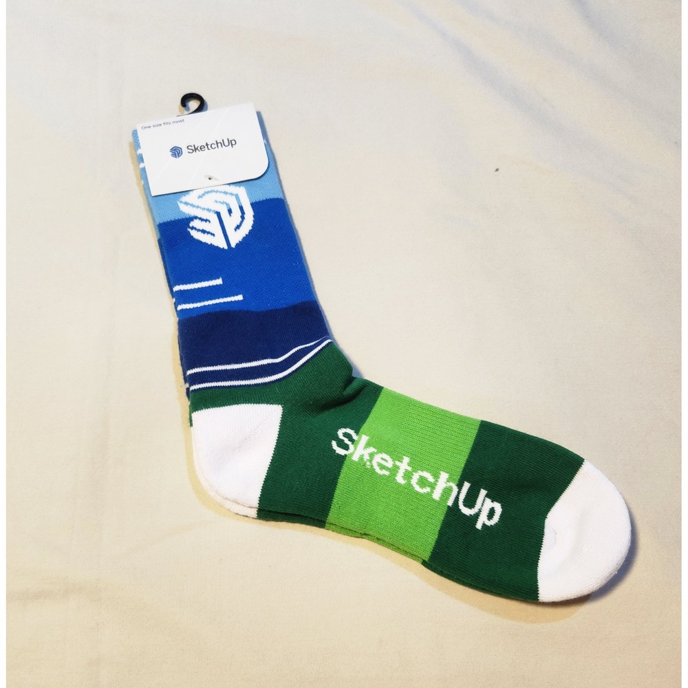 SketchUp Socks Blue Green White Logo One Size‎ Fit Most NWT